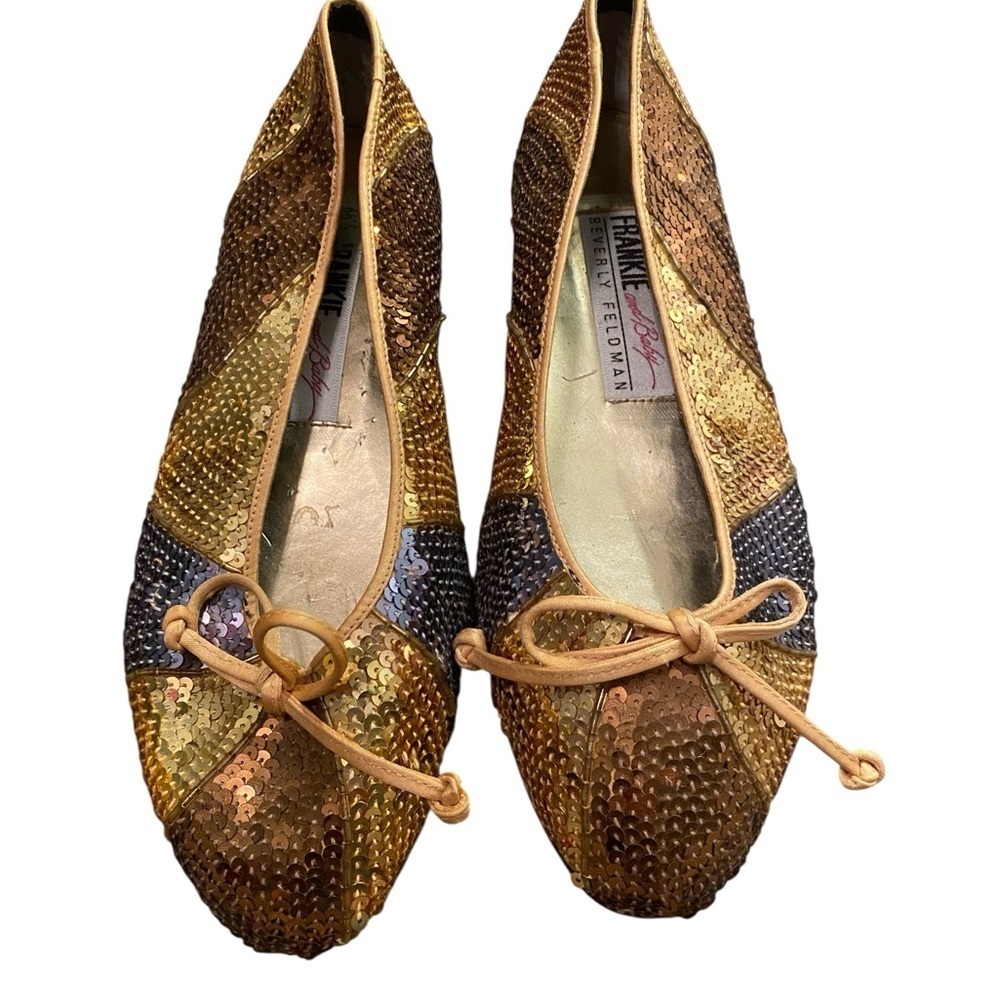 Frankie and Baby Beverly Feldman  Sequin Gold Silver Ballet Flats - Picture 9 of 9